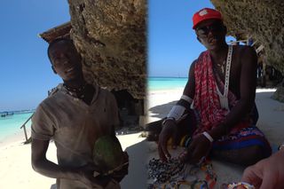 Торговцы на пляжах Танзании быстро подмечают туристов. Кадры: YouTube